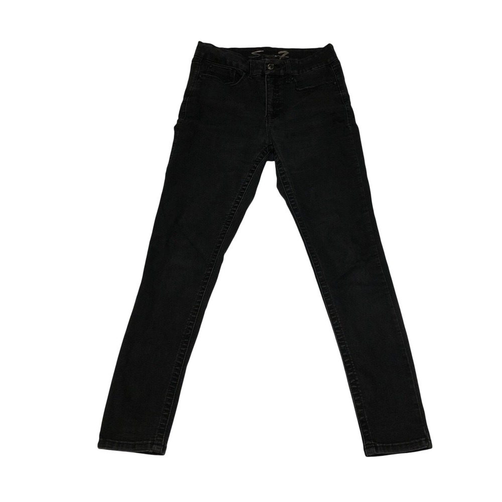 Seven7 Tummyless High Rise Skinny Jeans Black Denim Womens Size 10 Inseam 27
